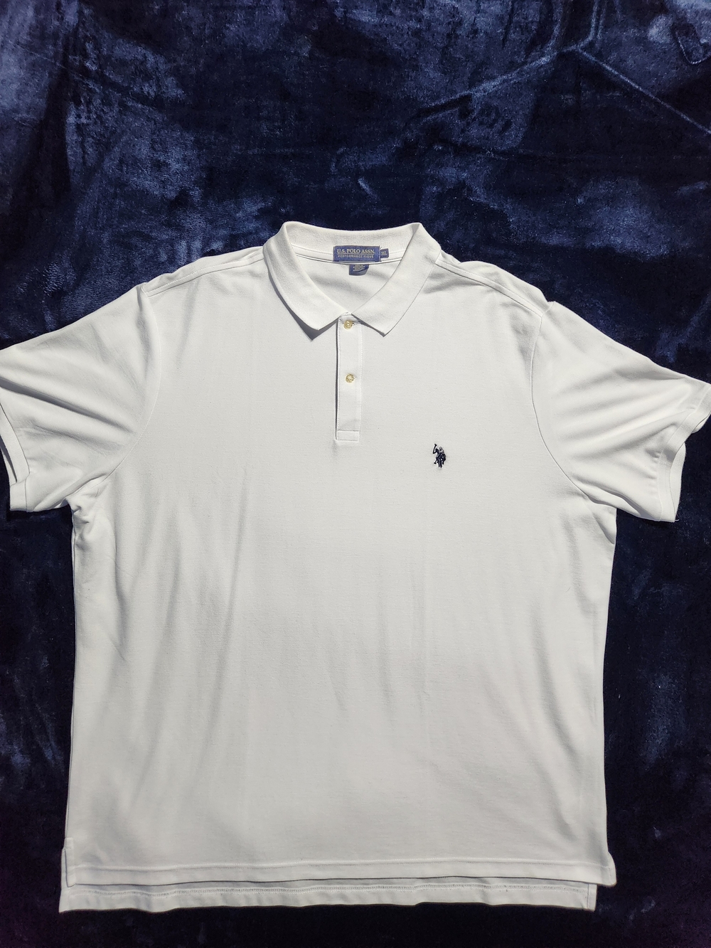 U.S. Polo Assn. White Men's Polo Shirt with Navy Logo